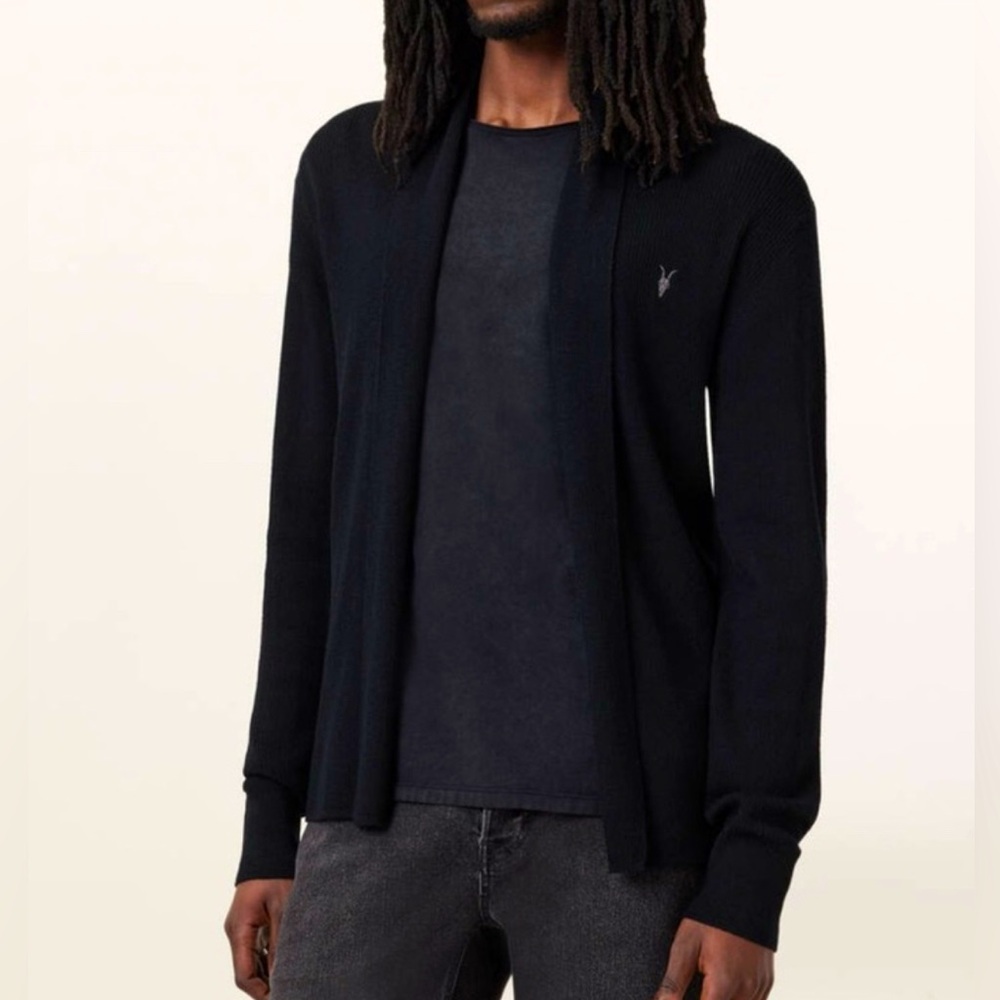 All Saints Black Cardigan with Logo